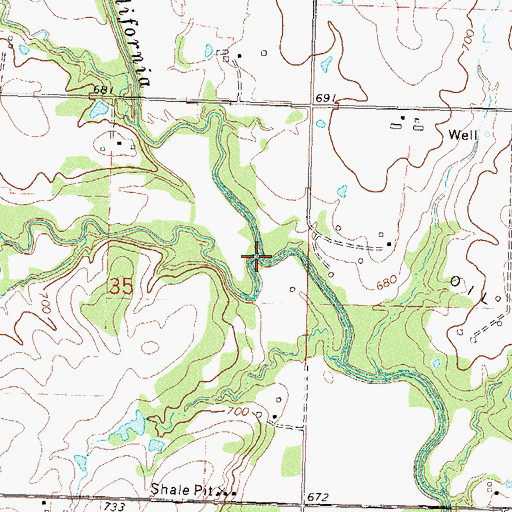 Topographic Map of Wolf Creek, OK