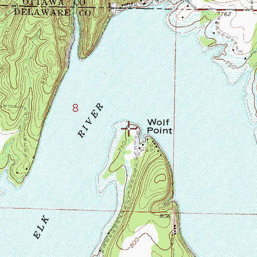 Topographic Map of Wolf Point, OK