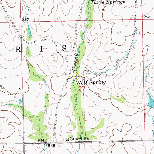 Topographic Map of Wolf Spring, OK