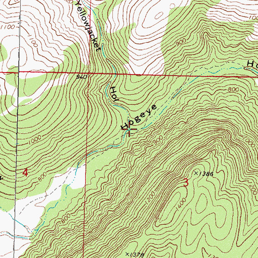 Topographic Map of Yellowjacket Hollow, OK