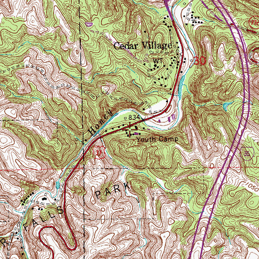 Topographic Map of Youth Camp, OK