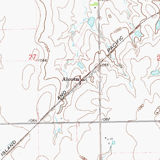 Topographic Map of Alcorn, OK