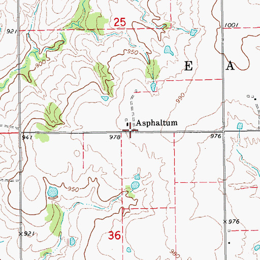 Topographic Map of Asphaltum, OK