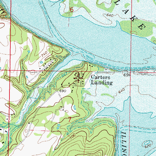 Topographic Map of Carters Landing, OK