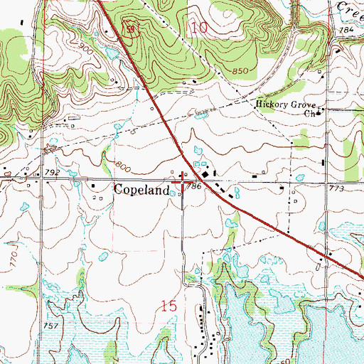 Topographic Map of Copeland, OK