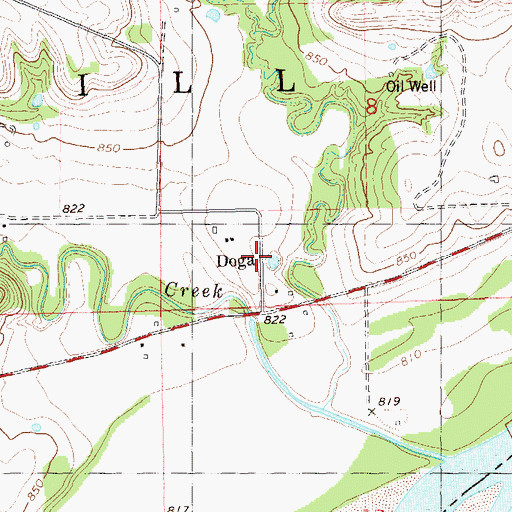 Topographic Map of Doga, OK