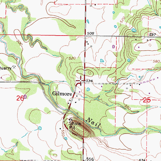 Topographic Map of Gilmore, OK