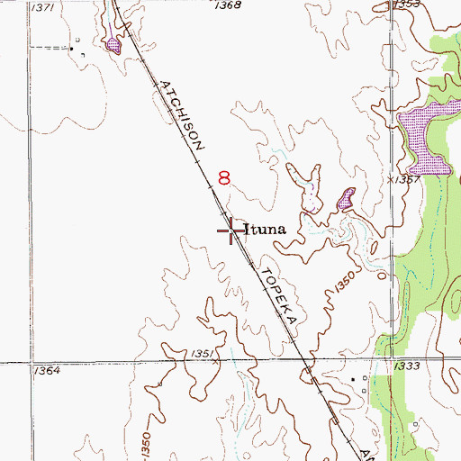 Topographic Map of Ituna, OK