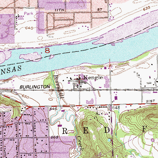 Topographic Map of Kengle, OK