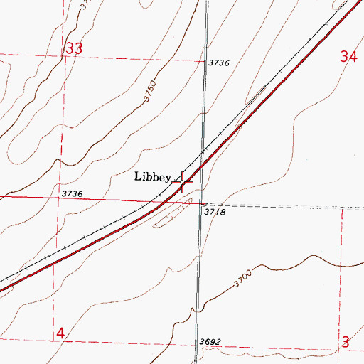Topographic Map of Libbey, OK