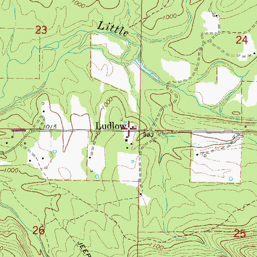 Topographic Map of Ludlow, OK