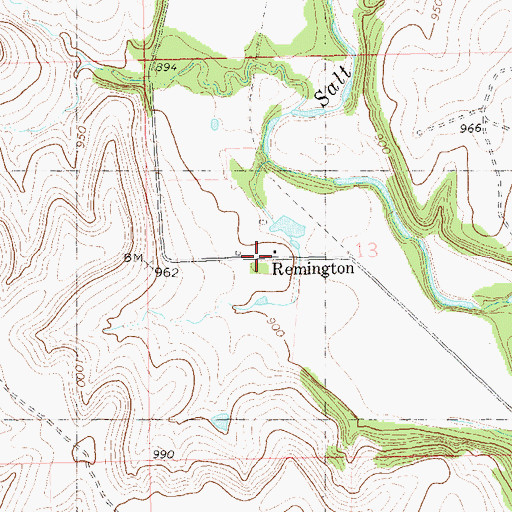 Topographic Map of Remington, OK