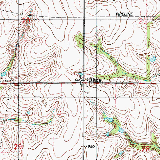 Topographic Map of Rhea, OK