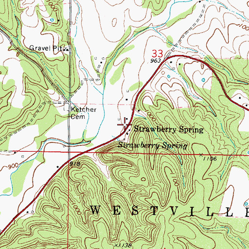 Topographic Map of Strawberry Spring, OK
