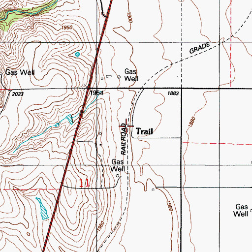 Topographic Map of Trail, OK