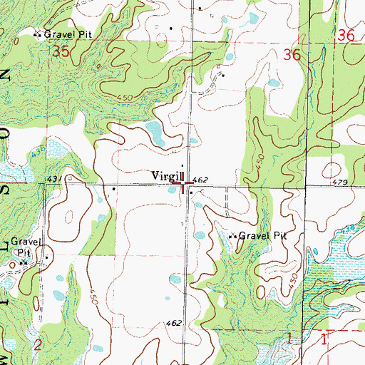 Topographic Map of Virgil, OK