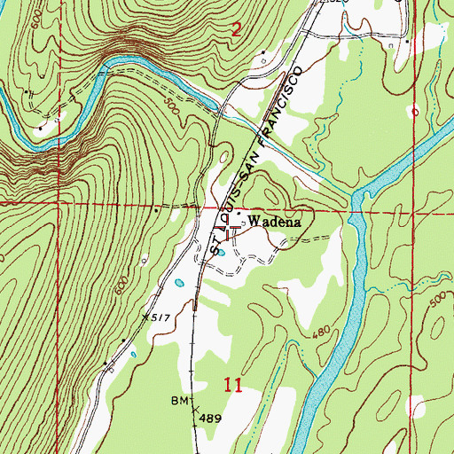 Topographic Map of Wadena, OK