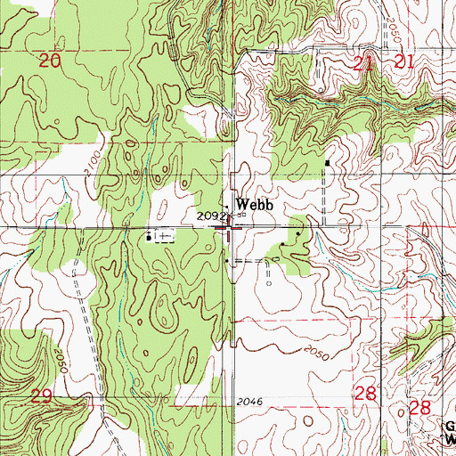 Topographic Map of Webb, OK