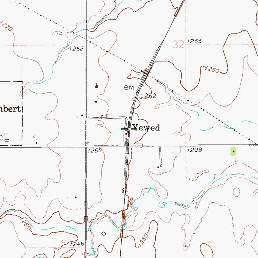Topographic Map of Yewed, OK