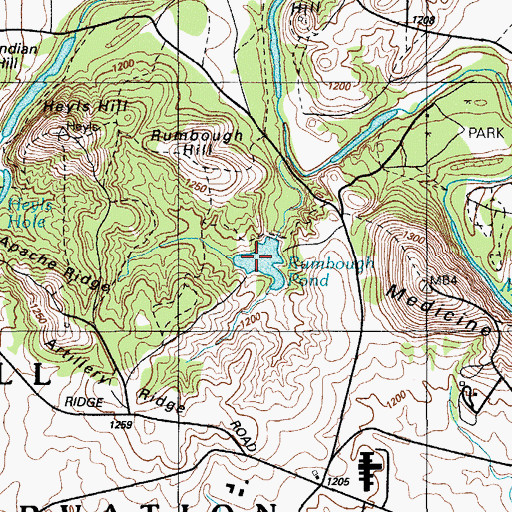 Topographic Map of Rumbough Pond, OK