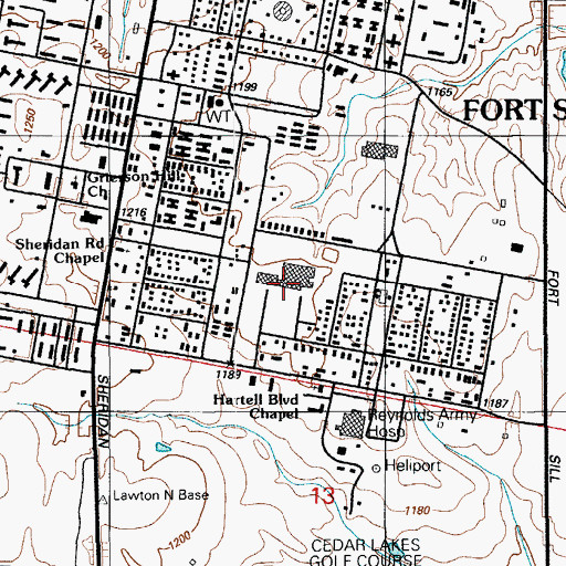 Topographic Map of Reynolds Army Community Hospital, OK