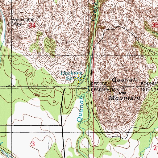 Topographic Map of Hackney Spring, OK