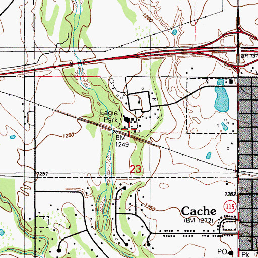 Topographic Map of Pete Coffey Church, OK