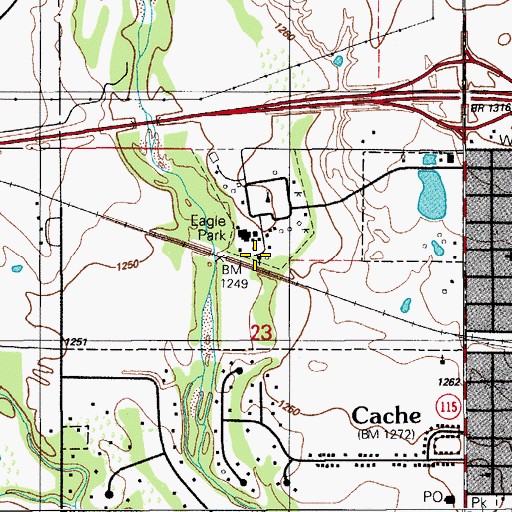 Topographic Map of Pete Coffey Church, OK