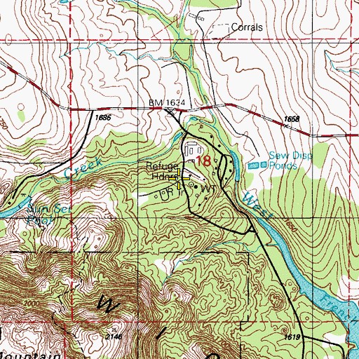 Topographic Map of Wichita Mountains National Wildlife Refuge Headquarters, OK