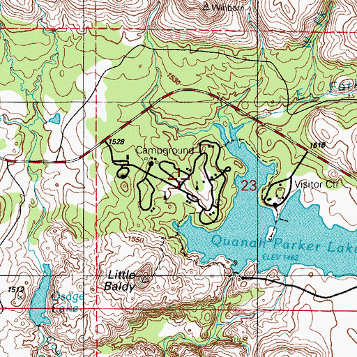 Topographic Map of Doris Campground, OK