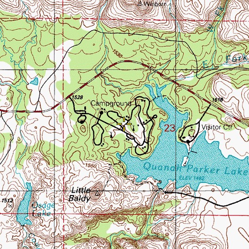 Topographic Map of Doris Campground, OK