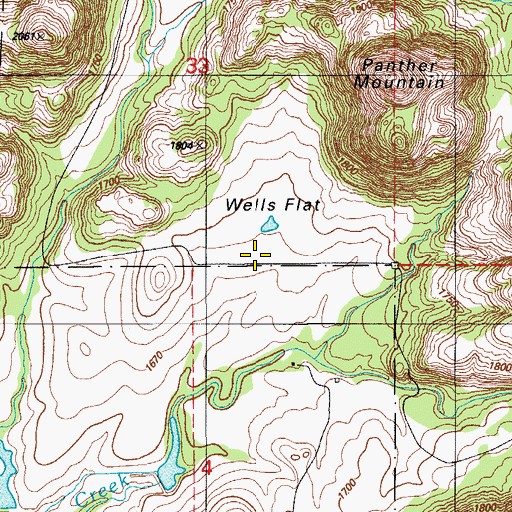 Topographic Map of Wells Flats, OK