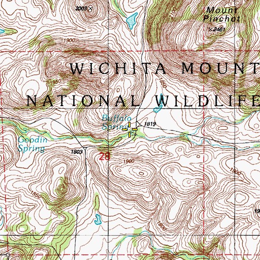 Topographic Map of Goodin Spring, OK