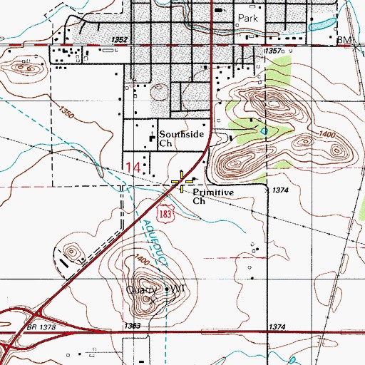 Topographic Map of Primitive Church, OK