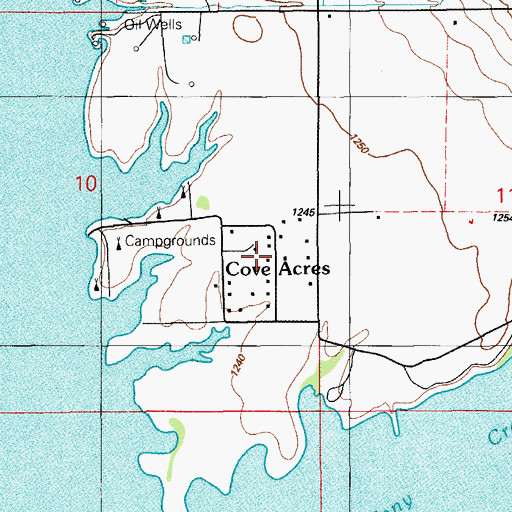 Topographic Map of Cove Acres, OK