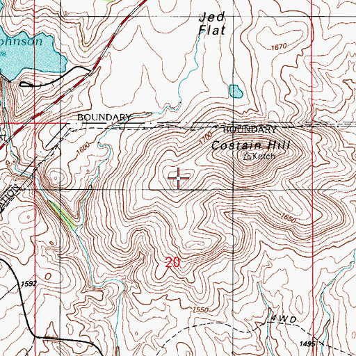 Topographic Map of Jed Flat, OK