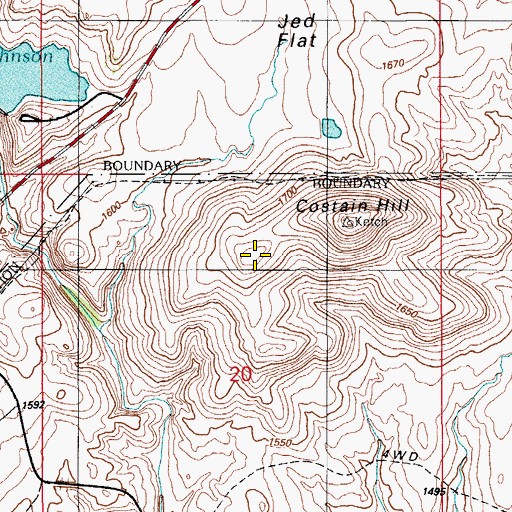 Topographic Map of Jed Flat, OK