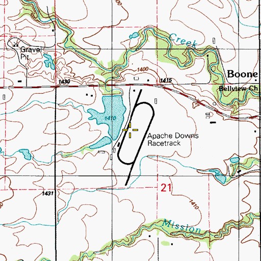 Topographic Map of Apache Downs, OK