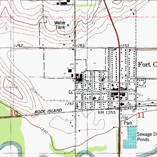 Topographic Map of Fort Cobb - Broxton Middle School, OK