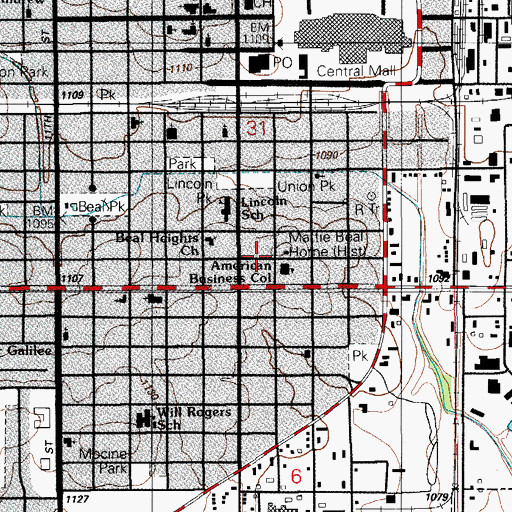 Topographic Map of American Business College, OK