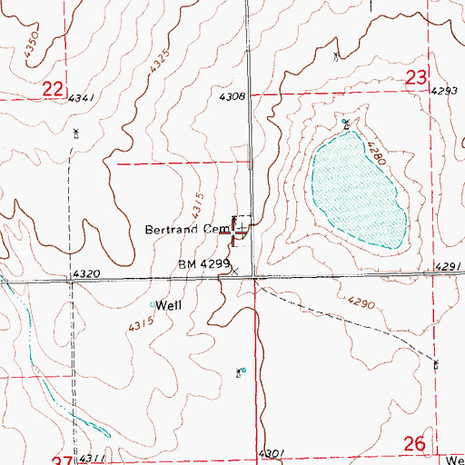 Topographic Map of Bertrand Cemetery, OK
