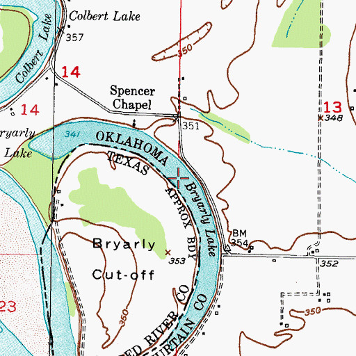 Topographic Map of Bryarly Lake, OK