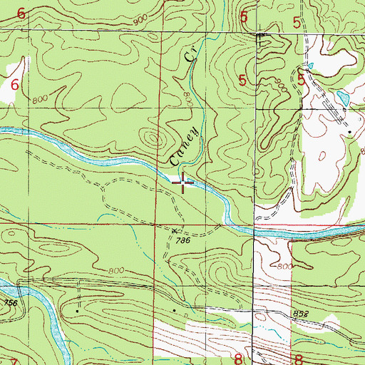 Topographic Map of Caney Creek, OK