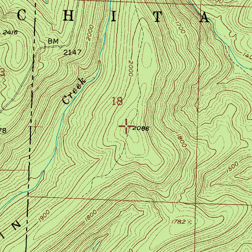 Topographic Map of Cow Creek Mountain, OK