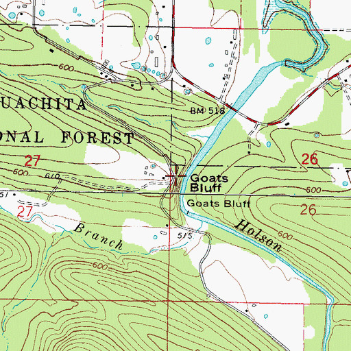 Topographic Map of Goats Bluff, OK