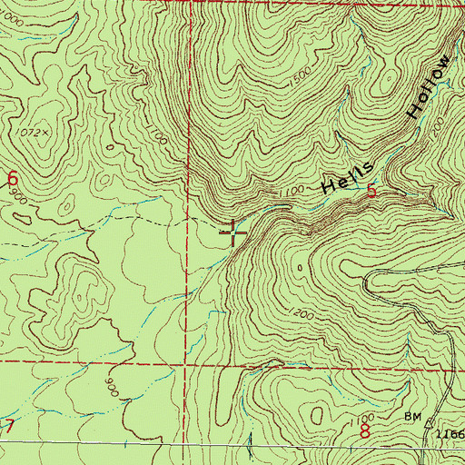 Topographic Map of Hells Hollow, OK