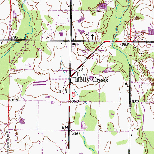 Topographic Map of Holly Creek, OK