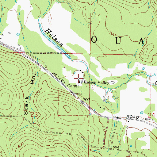 Topographic Map of Holson Valley Church, OK