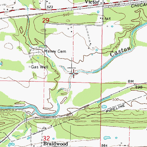 Topographic Map of Little Caston Creek, OK