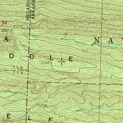 Topographic Map of Middle Mountain, OK